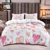 Love Heart Bedding Set Simple Plaid Duvet Cover 200x200 Pillowcase Single Double Queen King Nordic Couple Bed Cover Bedclothes