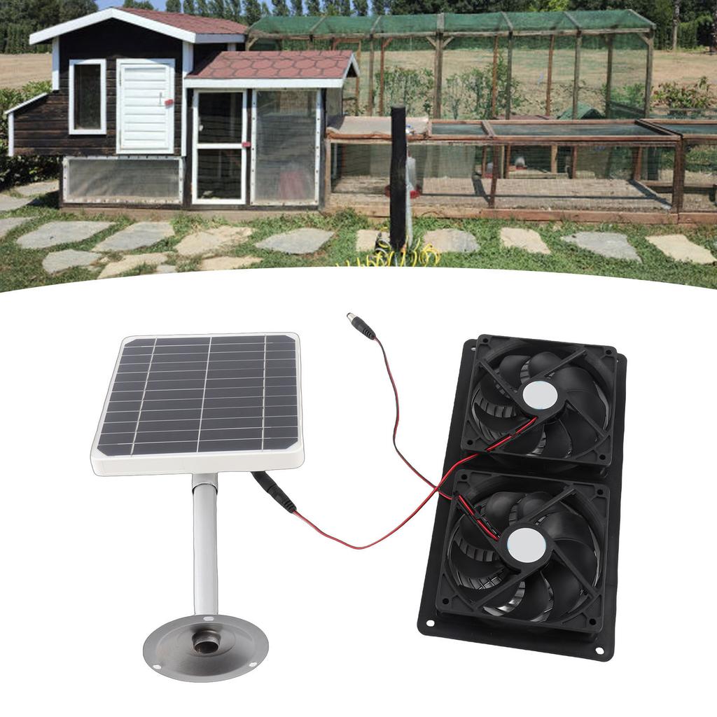 Solar Panel Fan Kit Double Exhaust Fan for Chicken Coop 20W Solar Powered Fan with Waterproof Dual Fans