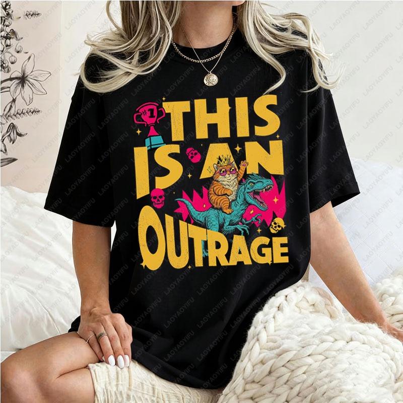 This Is An Outrage Princess Donut Cat Dungeon Crawler Carl Cotton Tshirt Dungeon Crawler Carl Fan T-Shirts Litrpg Lover Gifts XL