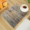 Wood Print Linen Dining Table Mats Alphabet Kitchen Placemat 30X40cm Coasters Pads Bowl Cup Mat