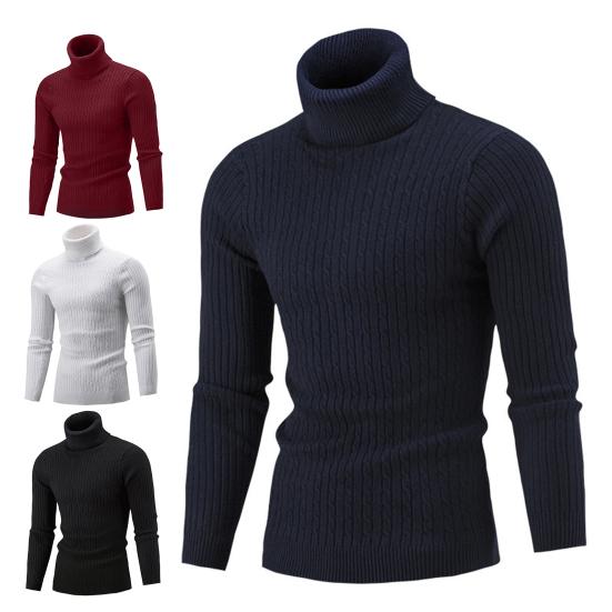 Men Knitwear Simple Solid Color Comfy Sweater Pullover Turtleneck Twist Men Sweater Pullover Sweater Pullover for Daily Life