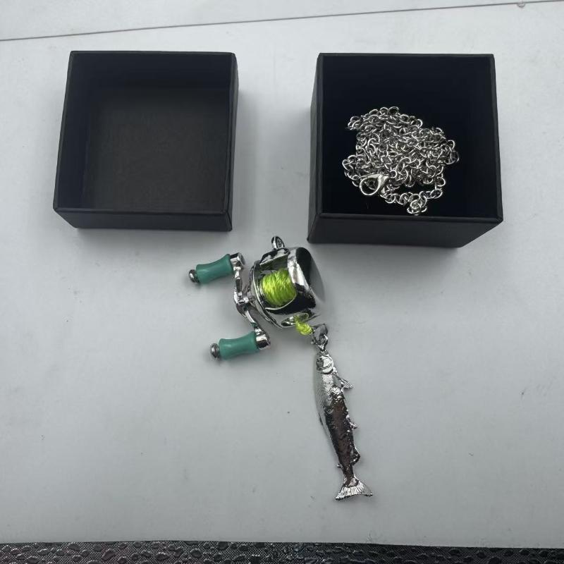 Mini Fiskehjul Halsband 1/2 st Premium Legering Herr Hänge Trendiga Hip Hop Smycken för Streetwear Festpresent