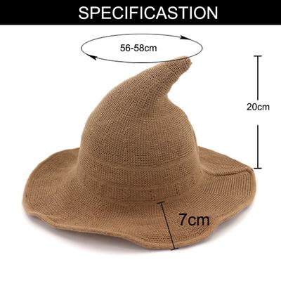 Womens Pointed Wizard Hat Wide Brim Breathable Cotton Bucket Hat Spring Summer Sunshade Funny Party Headwear
