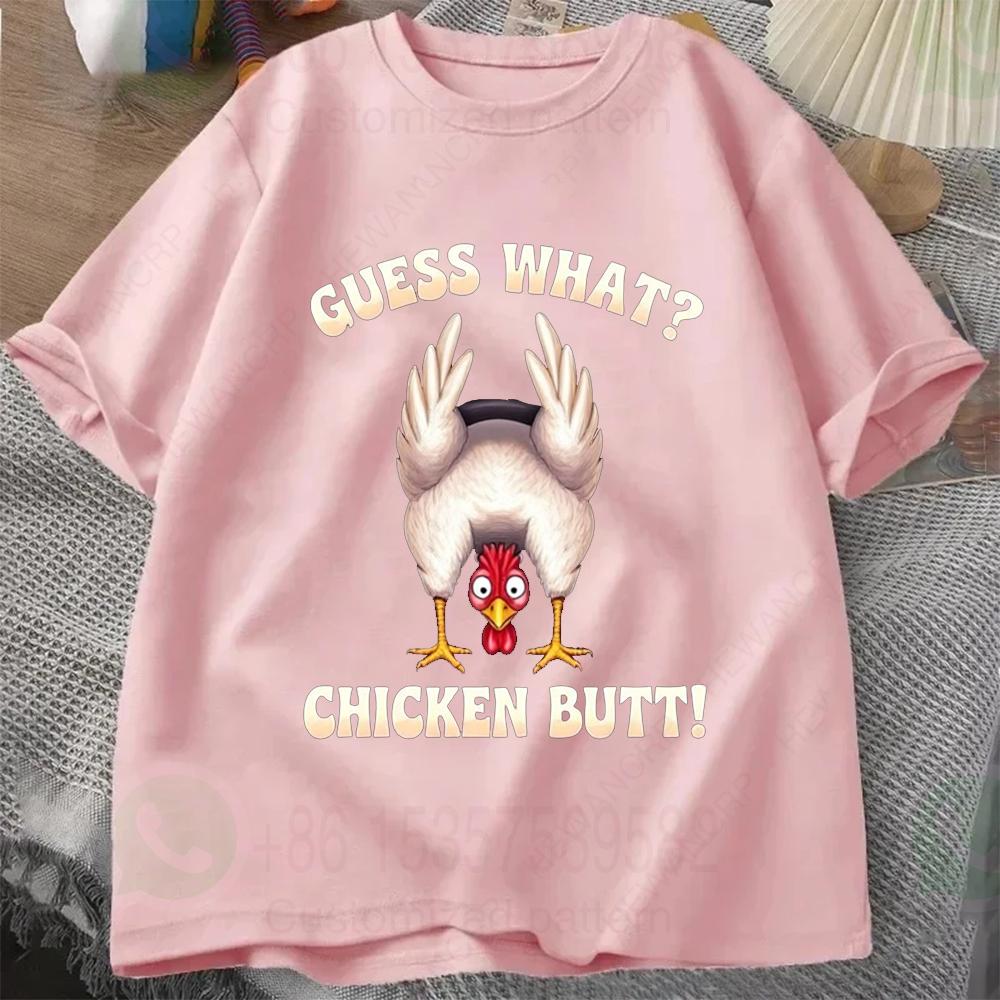 Guess What Chicken Butt Funny Men Cotton T-Shirt O-Neck-Short Sleeve Tee Top Vintage Tshirts