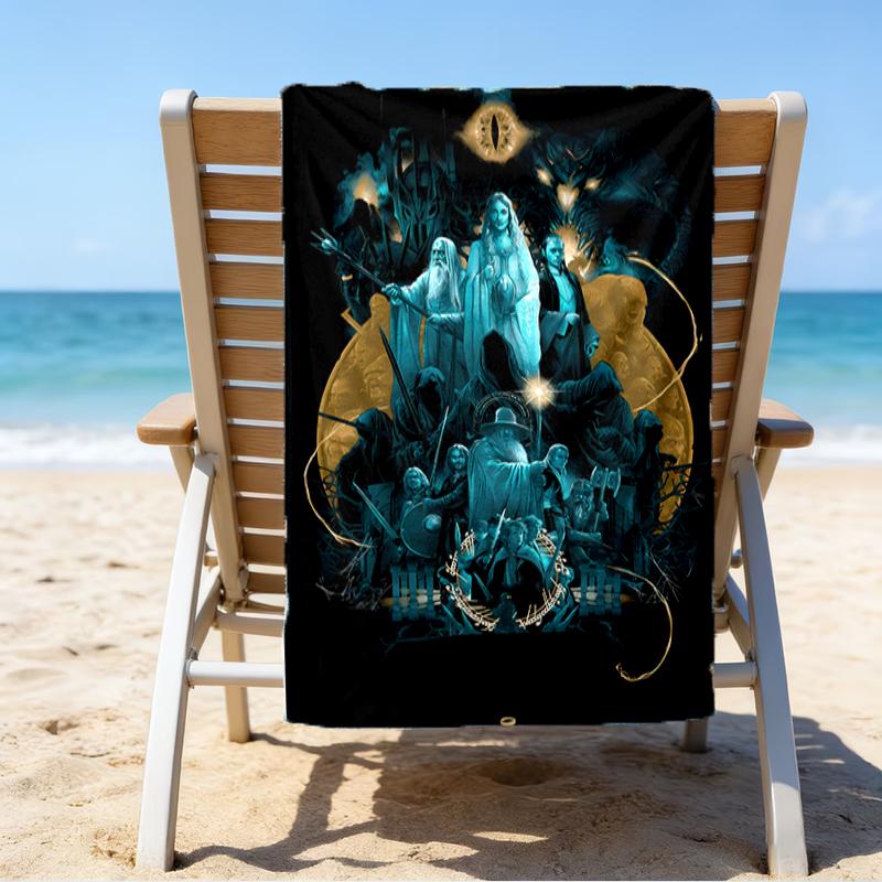 proof beach towel with a The Lord of the Rings pattern - soft,absorbent,quick-drying,machine washable - perfect for swimming,camping,bathing