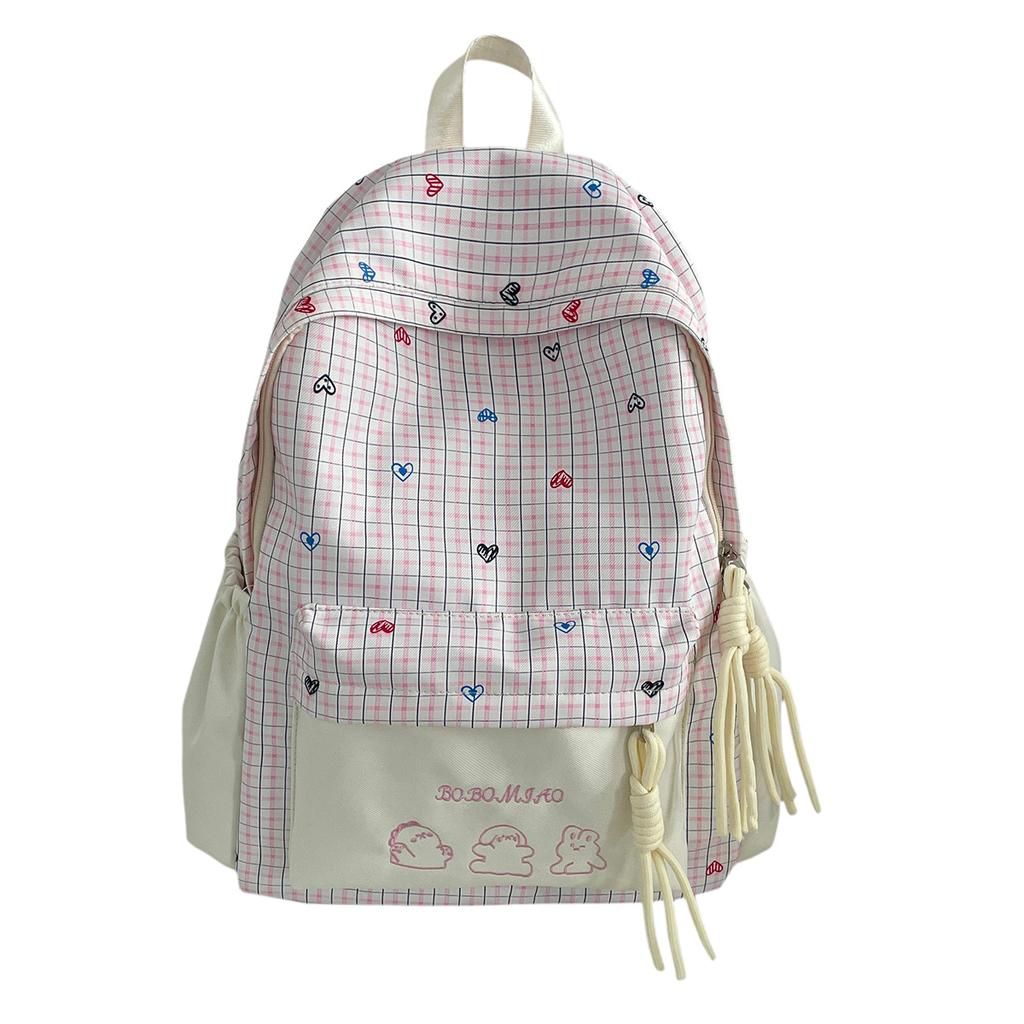 Karrierten Rucksack Große Kapazität Schülertasche Schultasche Damenrucksack