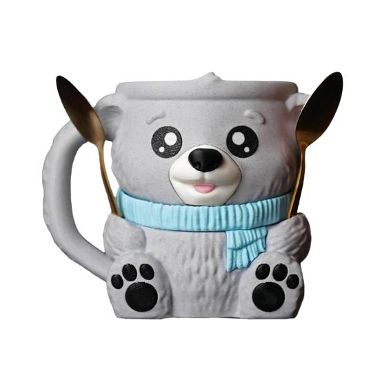 Yousheng Polar Bear Ice Cream Holder with Hidden Snack Drawer Ice Cream Cup Sleeve for 16oz Pint & Beer Can Cute Cute Ice Cream Accessory