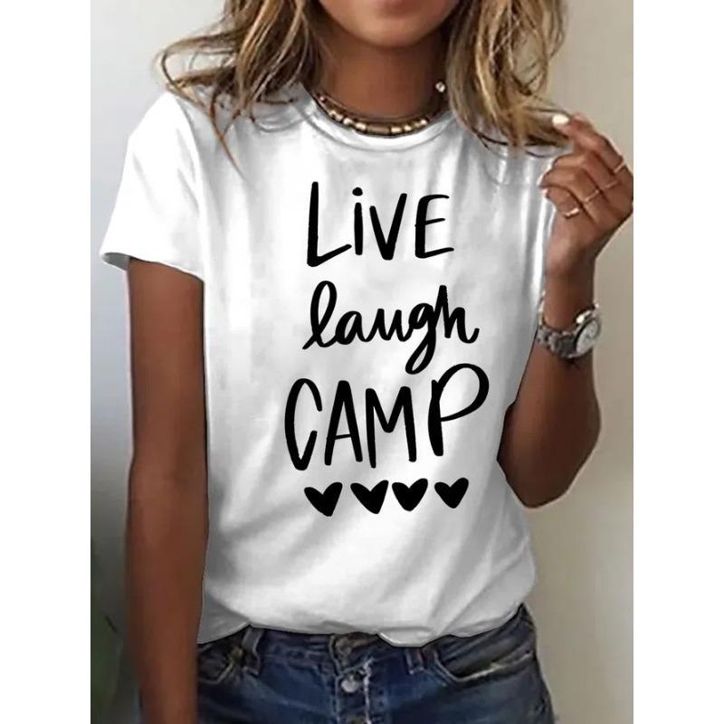 Summer Print Pattern Loose Round Neck Pure Cotton Short Sleeved Shirt T-Shirts Women’s