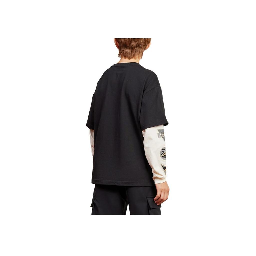 Jordan Modisches Rundhals-T-Shirt mit Buchstabenprint, Fake-Zweiteiler, Langarm, Kinder Oberteile, Schwarz JD2442168GS-002