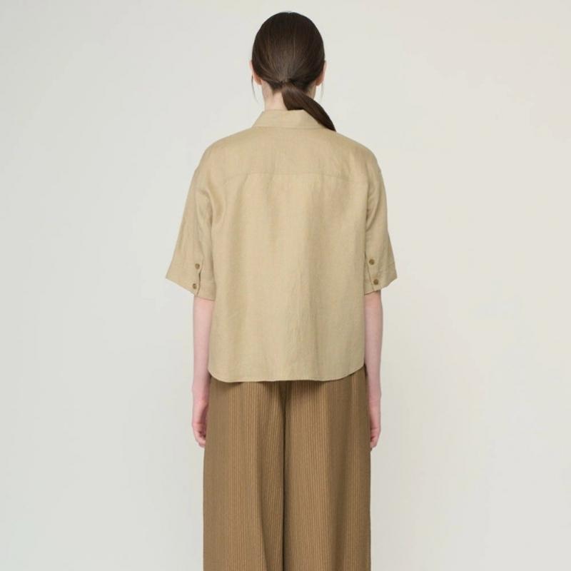 Bcbg Pocket Drop Shoulder Linen Blouse B6m5b492