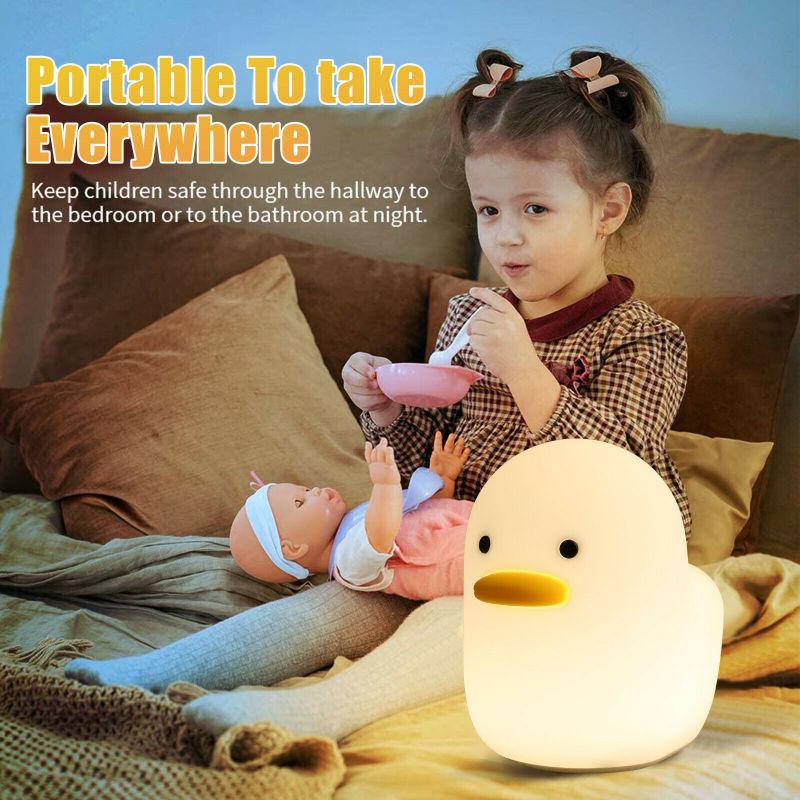 Cute Duck Led Night Light Children Bedside Energy Saving Dimmable Table Lamp Home Decoration Lamp