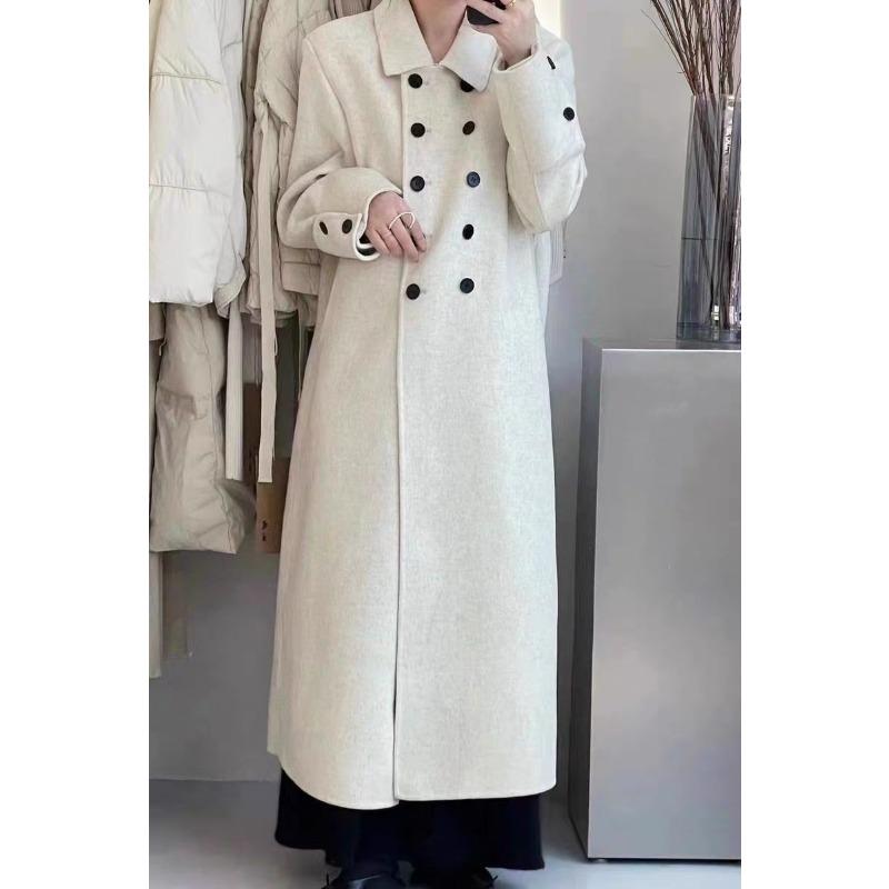 Double-sided Cashmere Coat Women's Autumn and Winter New Style Loose Temperament Double-breasted Woolen Woolen Coat