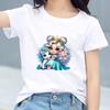 Kids Cotton T Shirt Princess Girl With Blue Unicorn Print Crew Neck Short Sleeve Tee Casual Boys Girls Summer Tops
