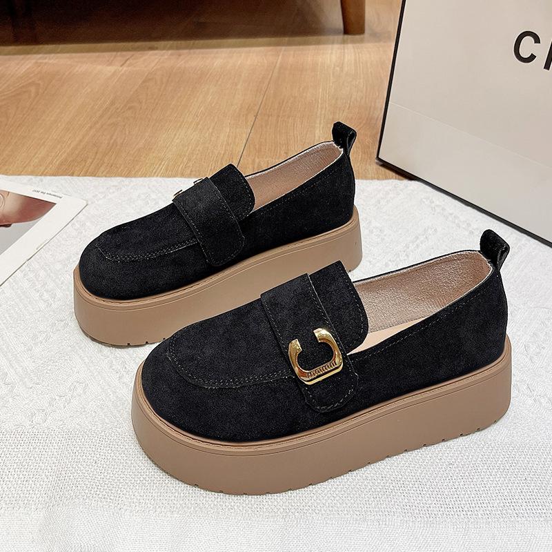 

Thick-soled Birkenstock single shoes women s 2025 summer new one-pedal round head retro height increase versatile Doudou loafer shoes tide 40