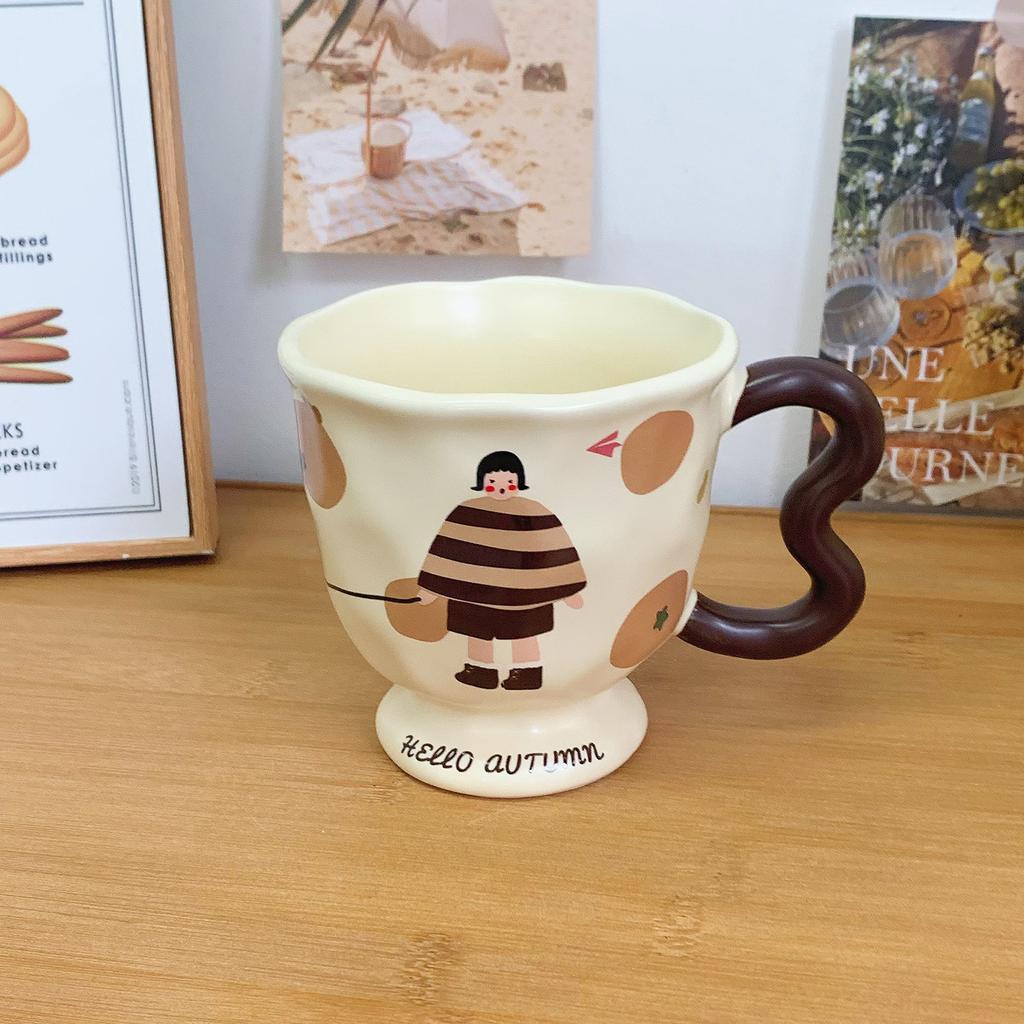 Artistic Ceramic Cup High Looking Retro Mug Girl Office Home Drinking Water Cup Breakfast Coffee Cup