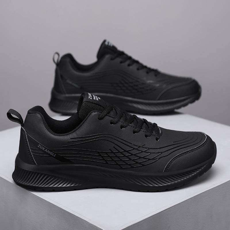 Fashion Thick Soled Black Running Shoes Men Waterproof Athletic Sneakers Men Wear-resistant Non Slip Walking Sport Shoes Comfortable Men
