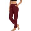 European and American Women's Fashion: Solid Color, High-waist, Casual Yoga/fitness Pants with Side Slits.
