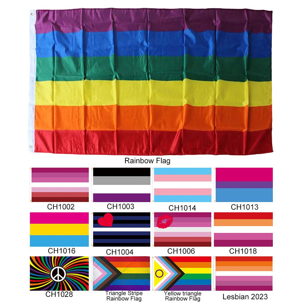 60x90cm Visící vlajkový banner LGBTQ+ Gay Pride Banner Pruhovaná vlajka Gay Pride pro Intersex komunitu Intersex Progress Bisexual