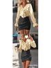 Elegant Women's V-Neck Ruffle Blouse - Autumn Collection