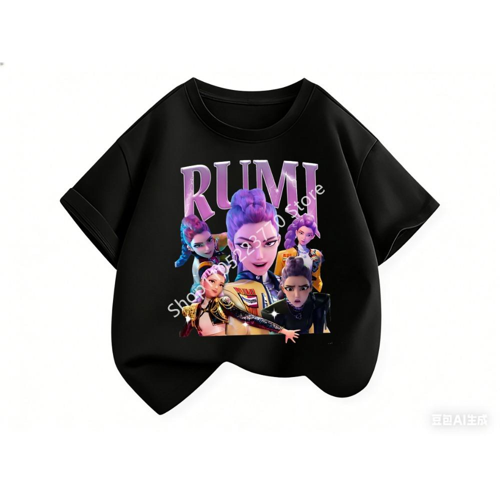 2026 Fun Huntrix Kpop Demon Hunters T-Shirt for Boys Girls Fans Gift Summer Crew Neck Short Sleeve Tees Fashion Kids T-shirt