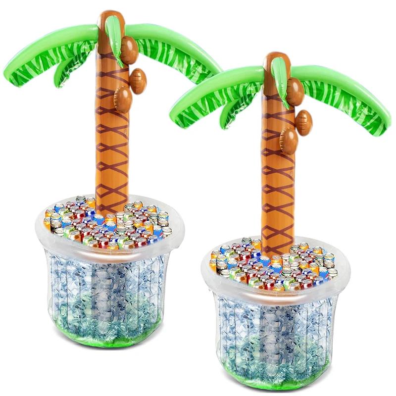 Inflatable Coconut Tree Drink Holder Hawaiian Summer Pool Birthday Party Decor Supplies Cooler Ice Bucket Blow Up Beverage Tray