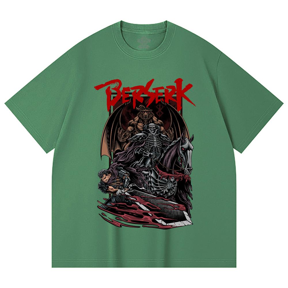 230 Gsm 100% Cotton Berserk V4 Skull Knight Print Unisex Heavy Cotton T Shirt