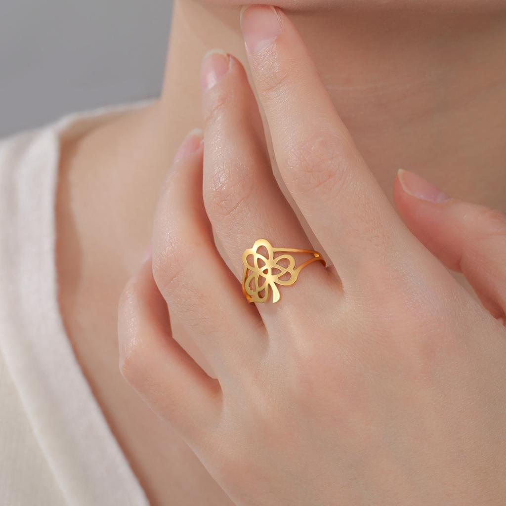 LIKGREAT Irish Knot Ring Shamrock Rings for Women Men Stainless Steel Adjustable Celtic Clover Protection Wedding Gift Jewelry