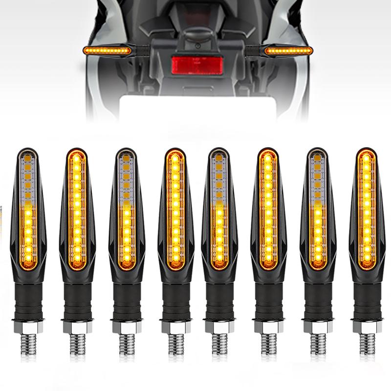 Motorcycle LED Turn Signals Light Amber Flasher Flowing Water Built Relay 12LED Turn Signal Lamp Motorcycle Flashing Lights
