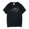Heartbeat Line Art Graphic Print Black T-shirt