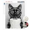 5D Pearl Painting Kit Framed with Funny Black Cat Toilet Paper Design Sparkling Bead Art Canvas DIY Relaxing Craft for Wall Decor Gift