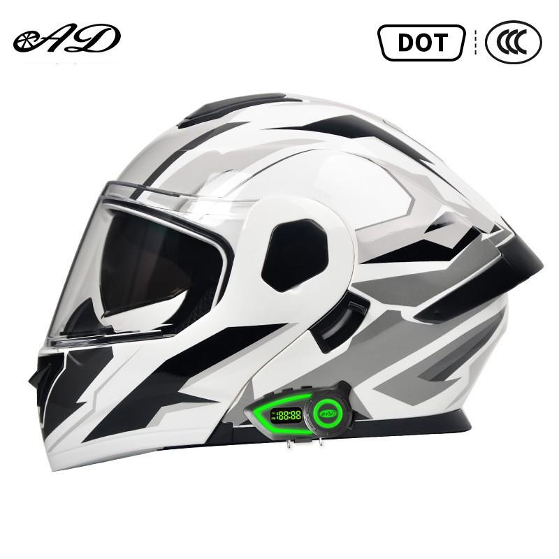 DOT Certified Full Face Motorcycle Helmet With Flip-Up Visor Dual Lens Bluetooth Compatible All Season Unisex