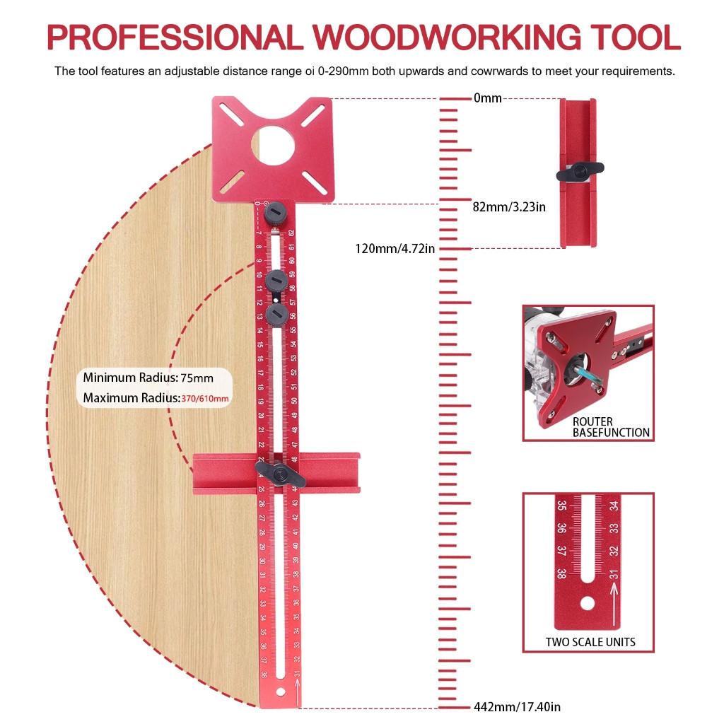 4 in 1 Router Milling Groove Bracket Multifunctional Cabinet Hardware Jig Router Guide Aluminum Router Circle Cutting Jig