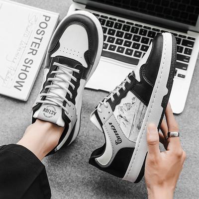 2024 Lässige Skateboard-Schuhe im chinesischen Stil mit Tuschemalerei, Bequem, Verschleißfest, Herren Low-Top Schnür-Sneaker, Luxusschuhe