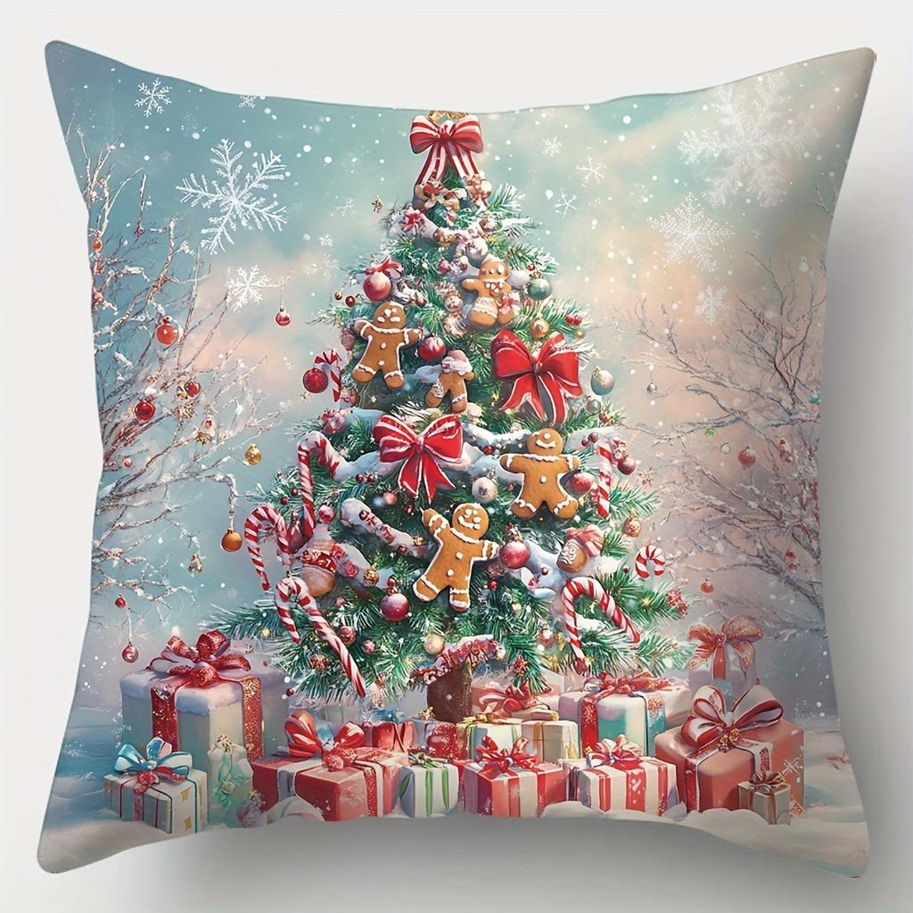 Home Decor Christmas Festive Prints Pillow Covers Pattern Cushion Cover Suitable For Sofa Bedroom Car Pillow Cover