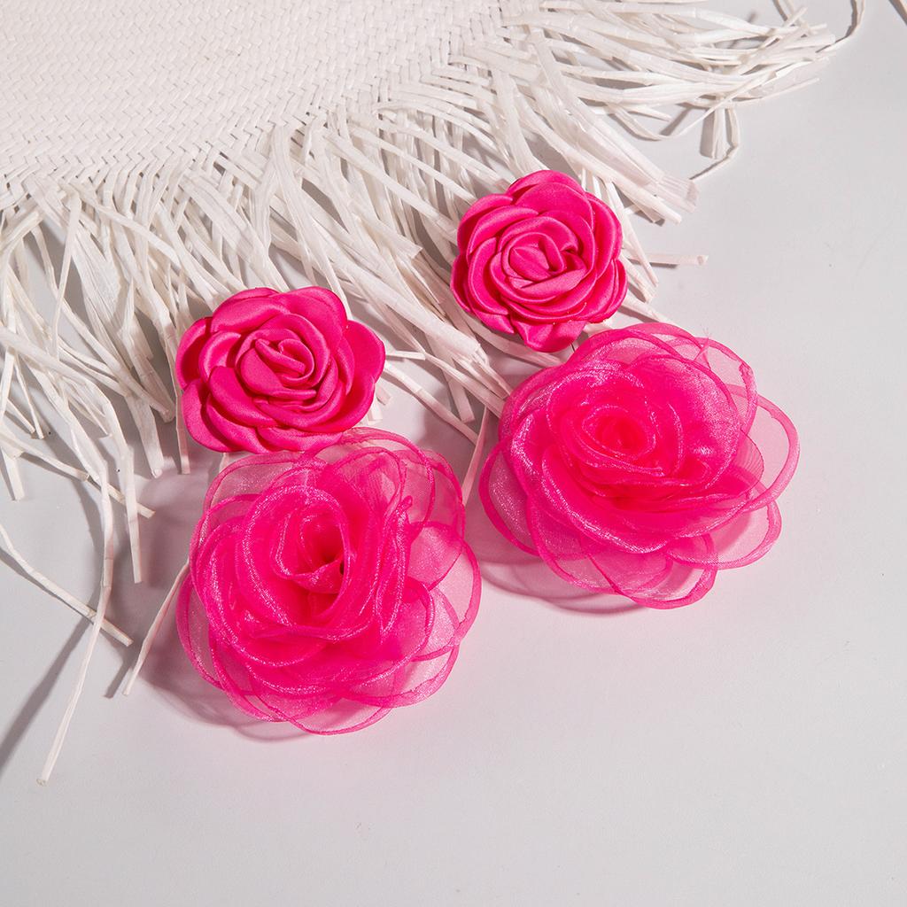 Fresh multi-colored flower earrings Valentine's Day series gentle simulation big flower earrings earrings women