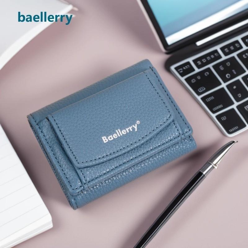 Pu Womens Wallet Short Card Holder With Solid Color Letter Pattern And Three Fold Design