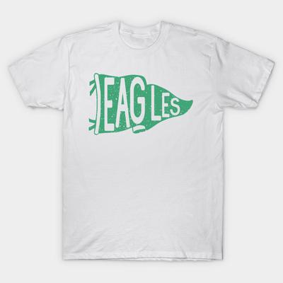 Men Black Print T-shirt Eagles Pennant Mascot, Eagles Green Game Day Football No-Cut Transfer Paper Print Cotton Tshirt