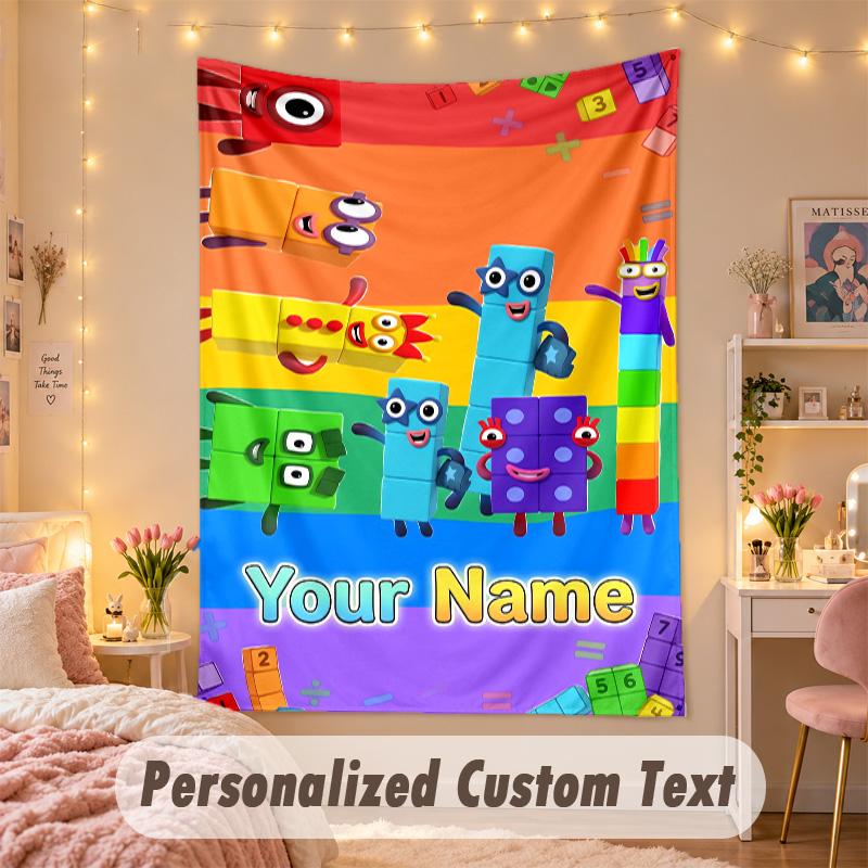 Custom Personalized Tapestry,Numberblock Print Custom Name Text Wall Art Hanging for Bedroom