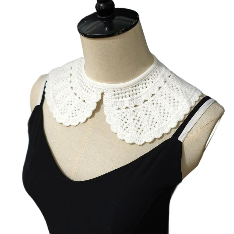 Besticktes Abnehmbares Strickkragen-Accessoire Elegante Spitzeneinfassung Elegantes Gestricktes Halsteil Für Kleider Hemd Jacken