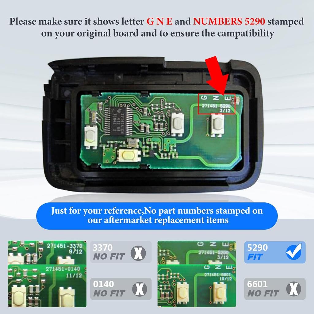 Smart Key Fob Transmitter Keyless Entry Remote Replacement for Lexus RX350/RX450/GX460/LX570/CT200h 2009-2015 271451-5290GNE Board FCC:HYQ14ACX