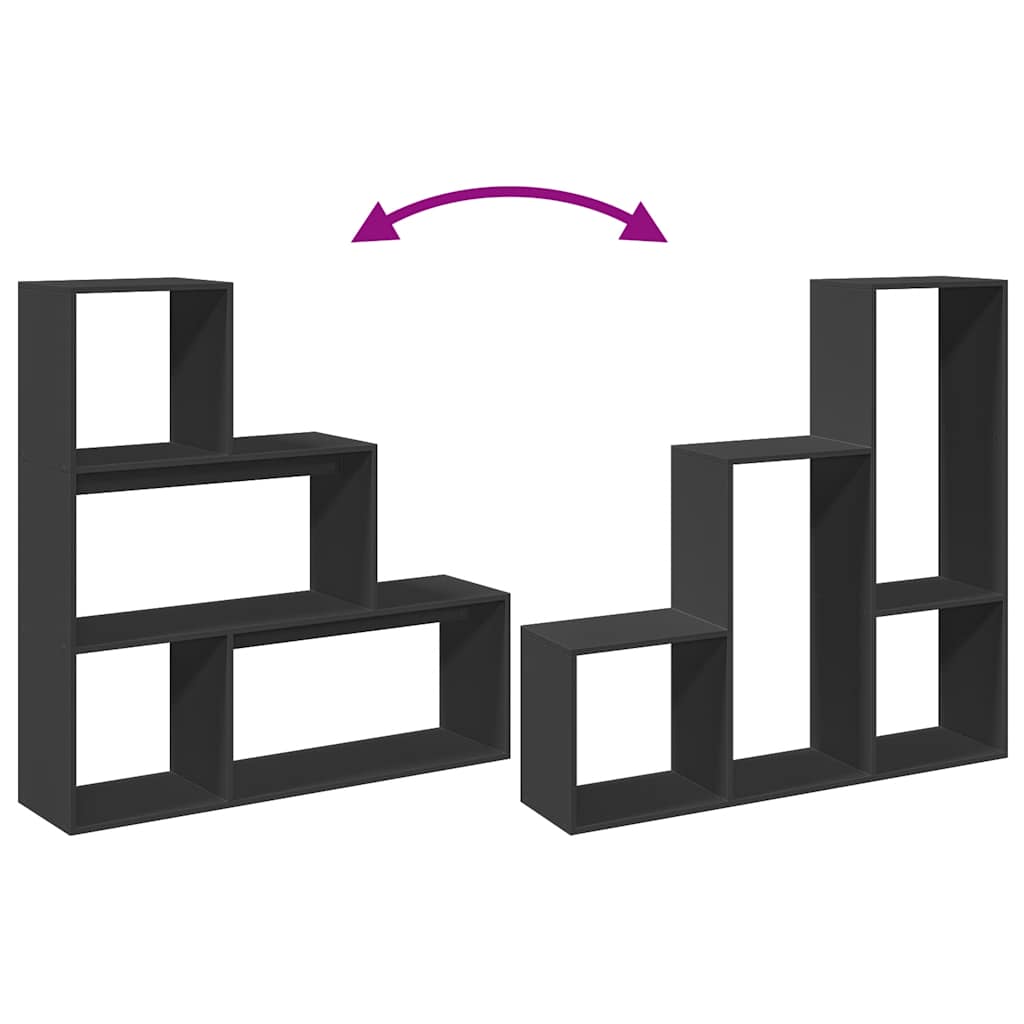 Room Divider Bookshelf 3 Tier Black 123 x 29 x 123 cm
