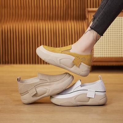 Scarpe casual con fori traforati per donna, estive, nuove, con suola morbida, retrò, a dondolo, basse, con altezza crescente, leggere, da donna
