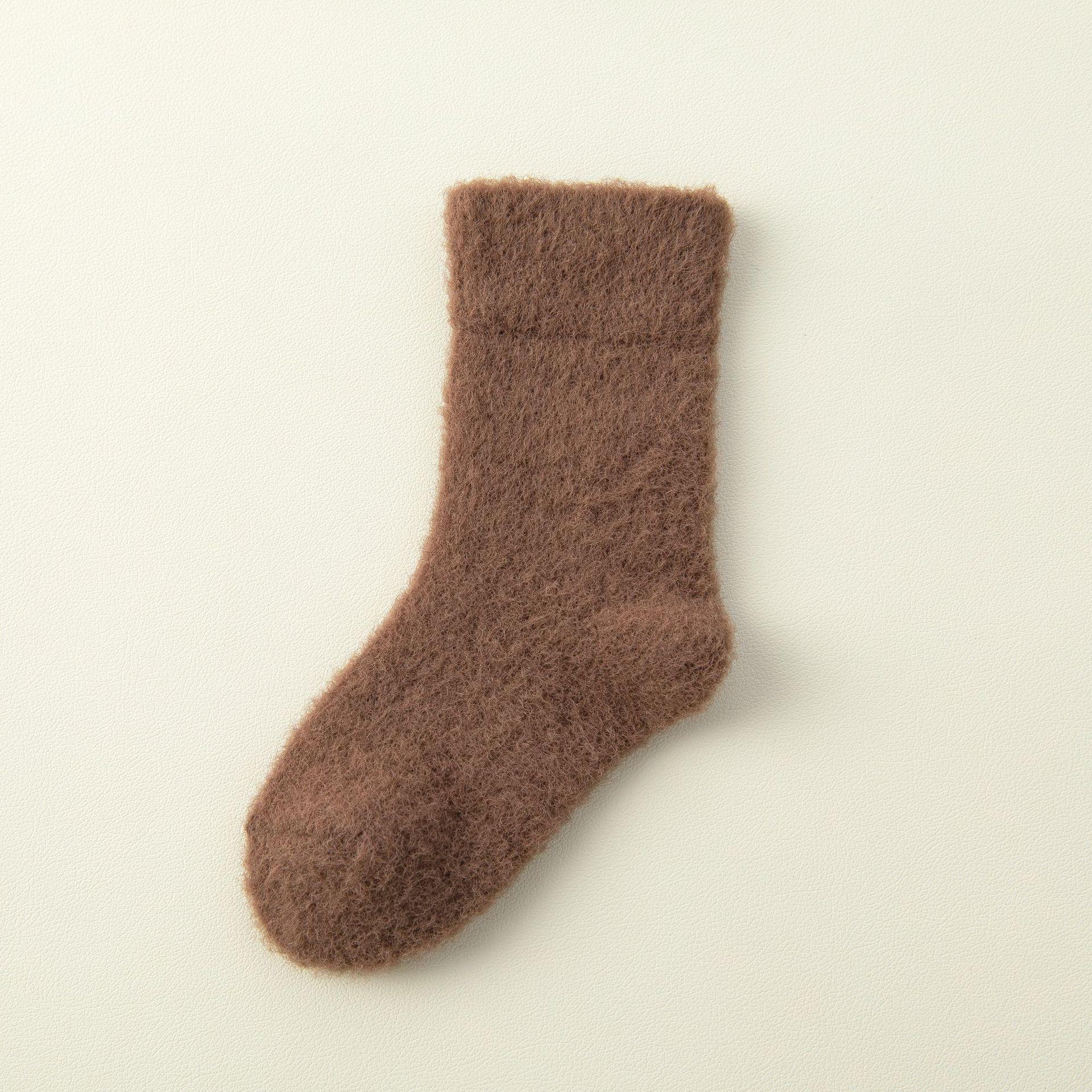 

Зимние детские толстые теплые носки из норки для сна - детские носки средней длины для мальчиков и девочек M - 2-4 years old кофейный