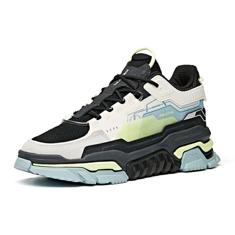 Anta Shadow Slip Resistant Durable Low Top Skate Shoes Men Sneakers Black White Gray 912118026-2
