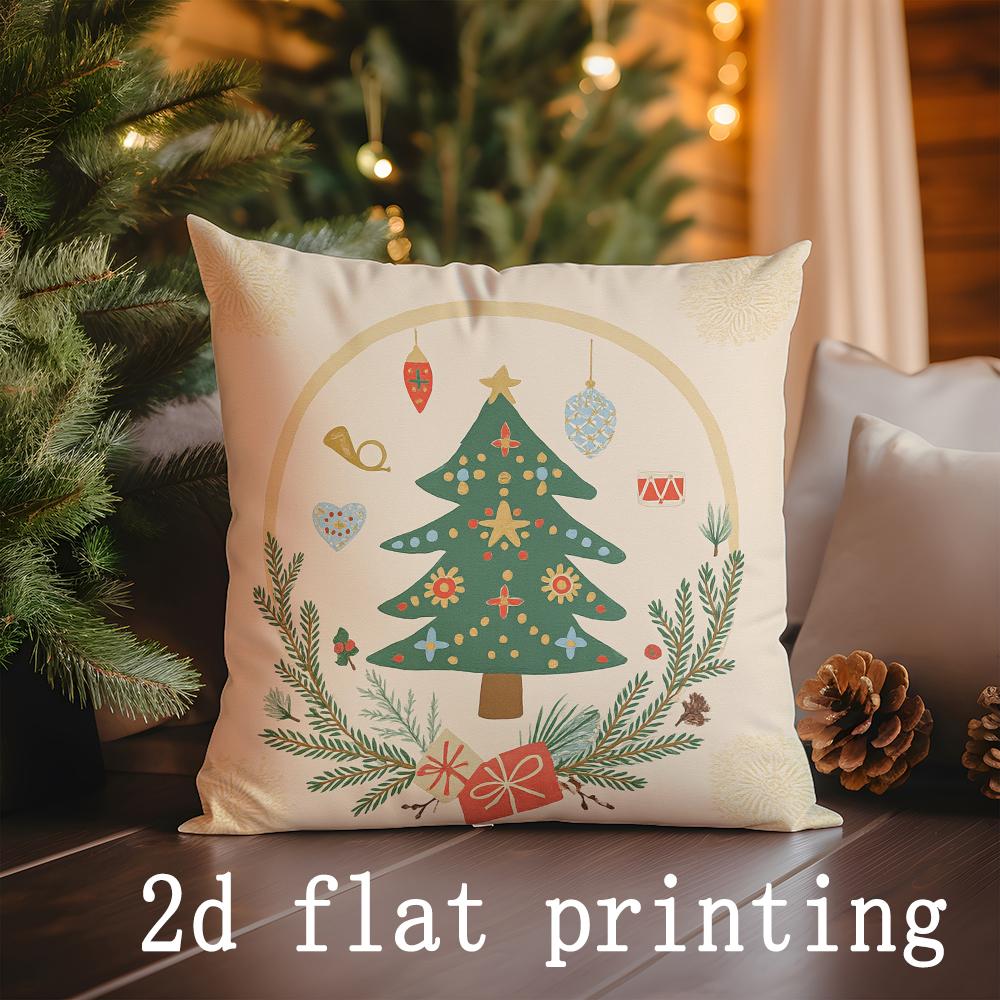 

1pcs/4pcs- Christmas-themed Decorative Throw Pillow Covers , Square Pillow Cover, Modern Sofa Decorative Cushion Cover 16x16Inch