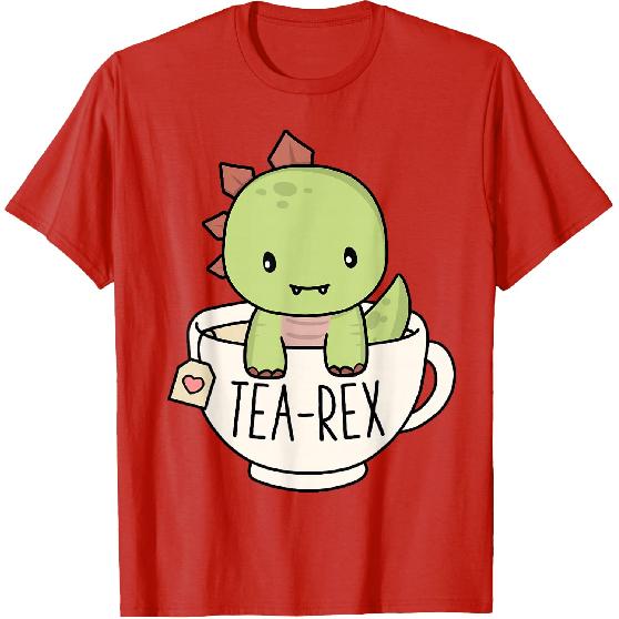 Tea-Rex Uroczy T-Rex Miłośnik Dinozaurów Kawaii Zabawny Dinozaur Gra Słów Koszulka