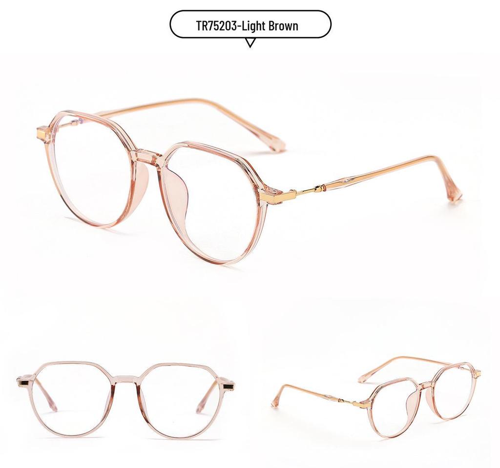 Xunge TR75203 Oval Transparent Student Glasses with TR90 Flat Lens