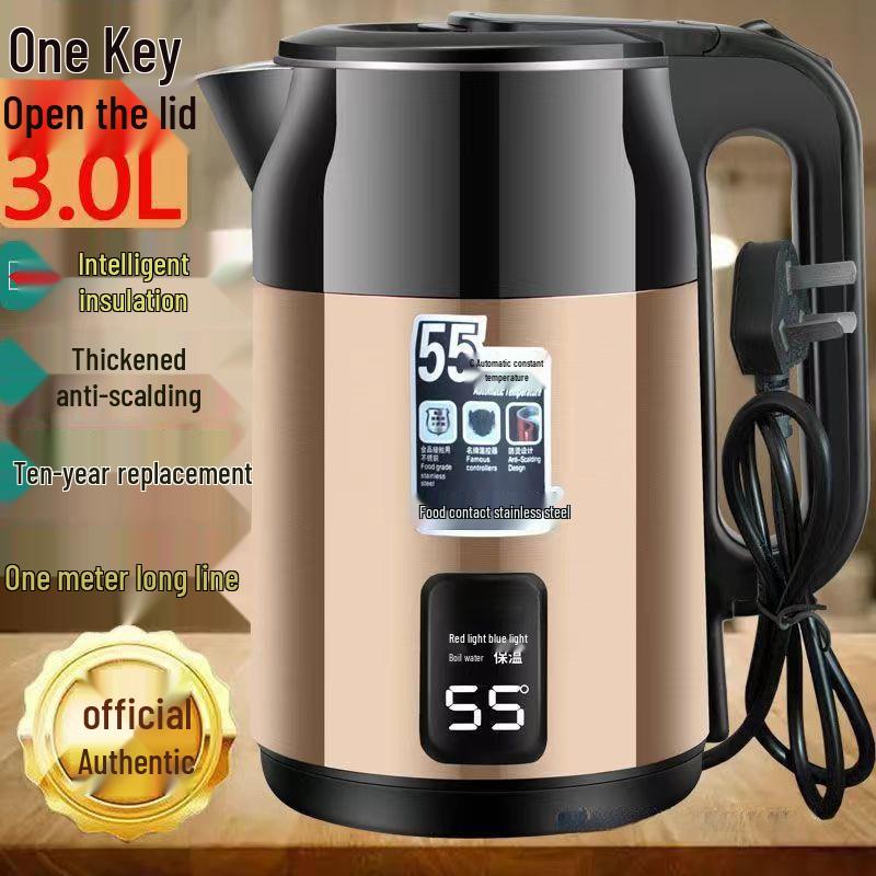 Large Capacity Electric Kettle with Auto Power-Off and Anti-Dry Burn Protection