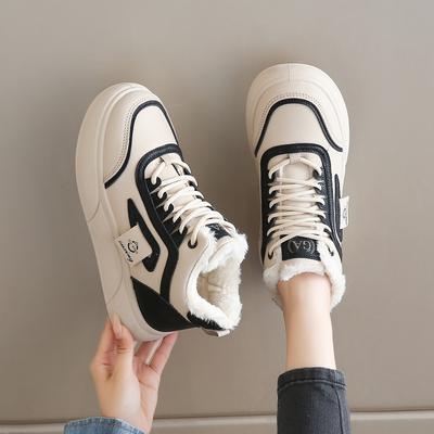 Winter Baumwollschuhe High-Top Samt-Sneaker Neujahr Studenten Board Schuhe Verdickte Schneestiefel