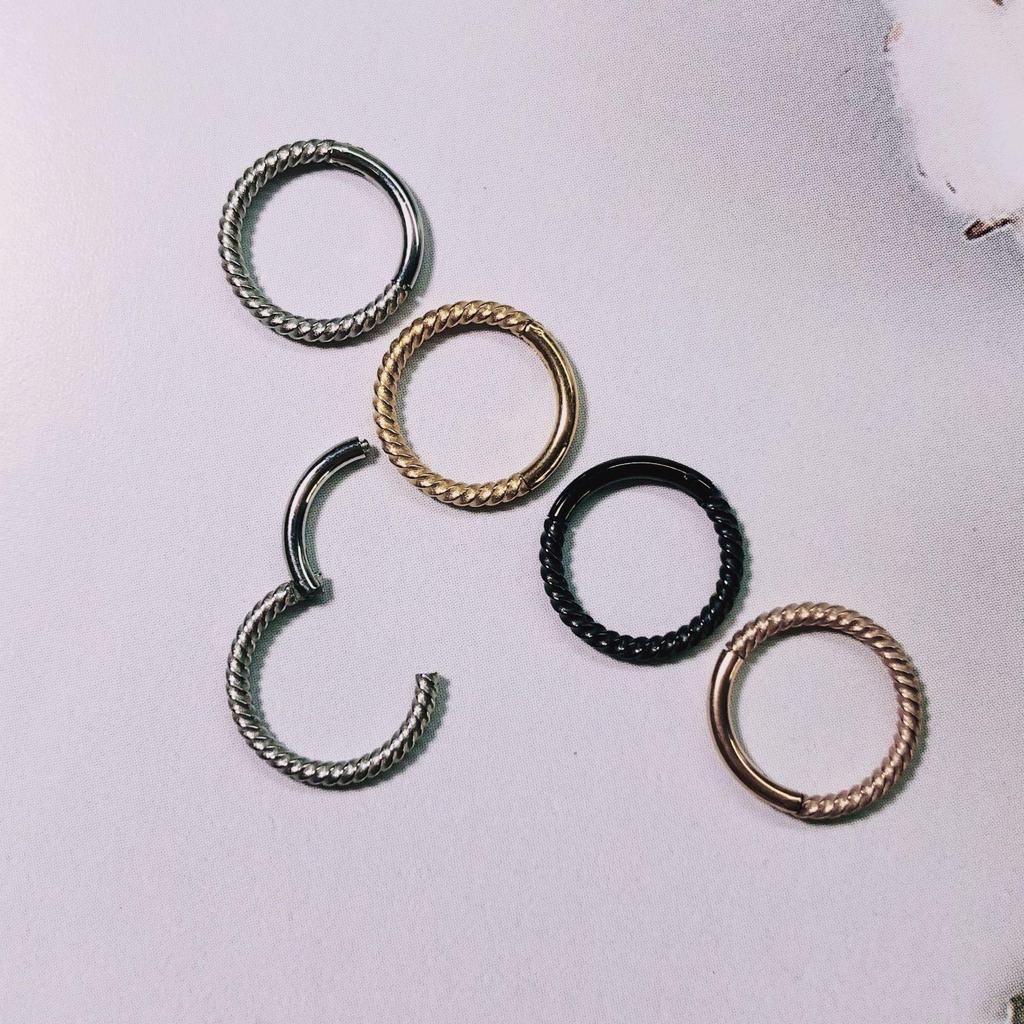 Stainless Steel Twisted Rope Nose Ring Earring - 316L Seamless Open Coil Piercing Jewelry